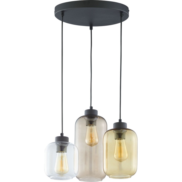 Lustra, TK-Lighting, Metal, E27, Negru