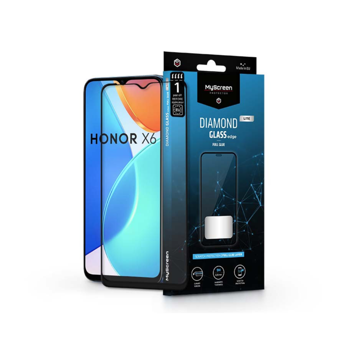 Honor X6 закален стъклен протектор за екран - MyScreen Protector Diamond Glass Lite Edge2.5D Full Glue - черен