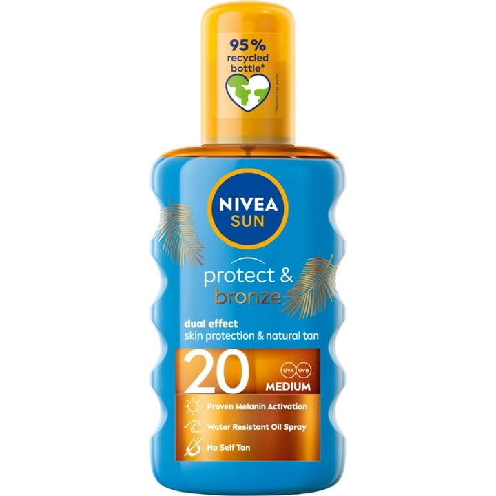 Слъноцезащитно масло Sun Protect & Bronze beach oil, Nivea, SPF 20, 200 мл