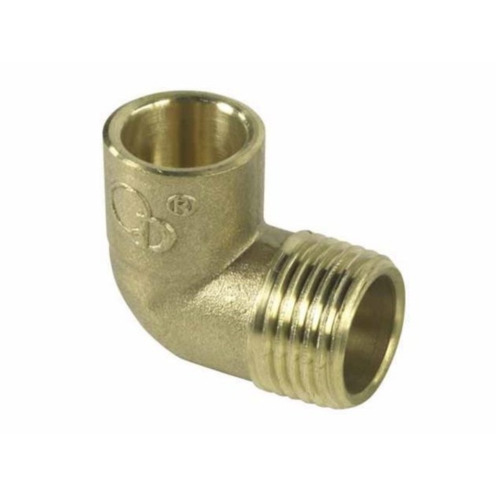 Szerelő könyök, gyémánt, sárgaréz, 18 x 0,75 mm, arany