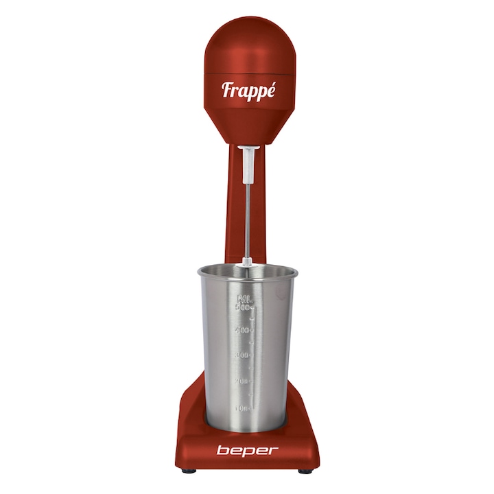 Mixer frappe Beper, 100W, 500ml, Rosu/Argintiu