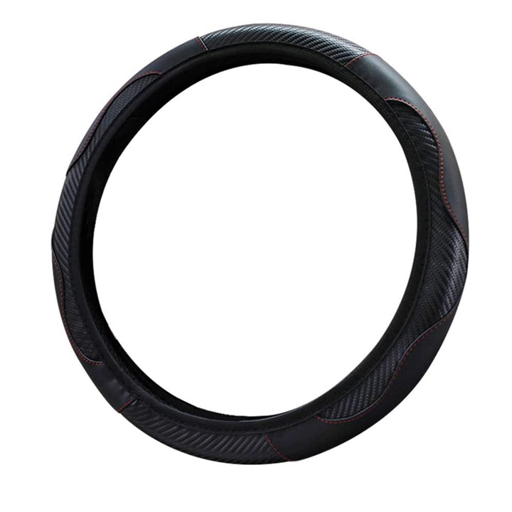 Калъф за волан Darklove, Универсален, Спортен модел, Въглеродни влакна, Без вътрешен пръстен, Противоплъзгащ, 38 см, Черен