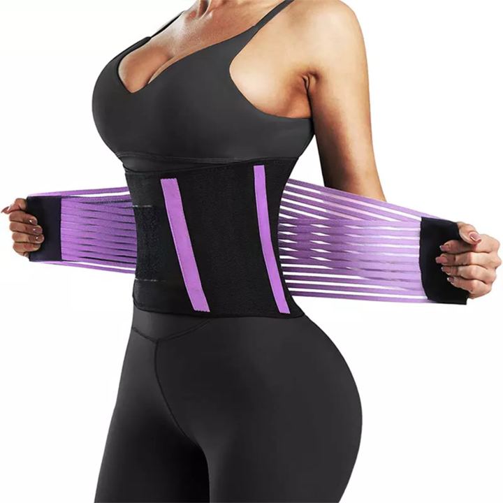 Centura de slabit Vitality Lab™, tip corset, refacere postnatala, suport lombar, compresie dubla, talie si abdomen, neopren, modelare, corector postura, mov, marime XL