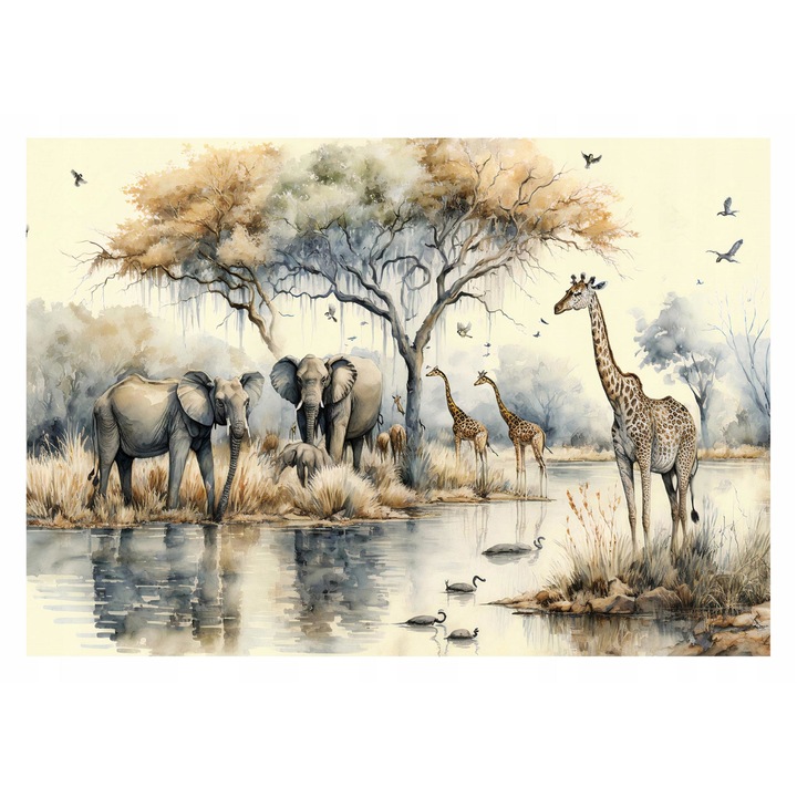 Fototapet Copii Jungla Animale Safari 416x254 cm, Vlies Tapet