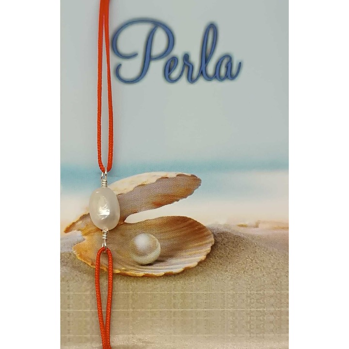 Martisor bratara reglabila cu perla naturala pe snur rosu