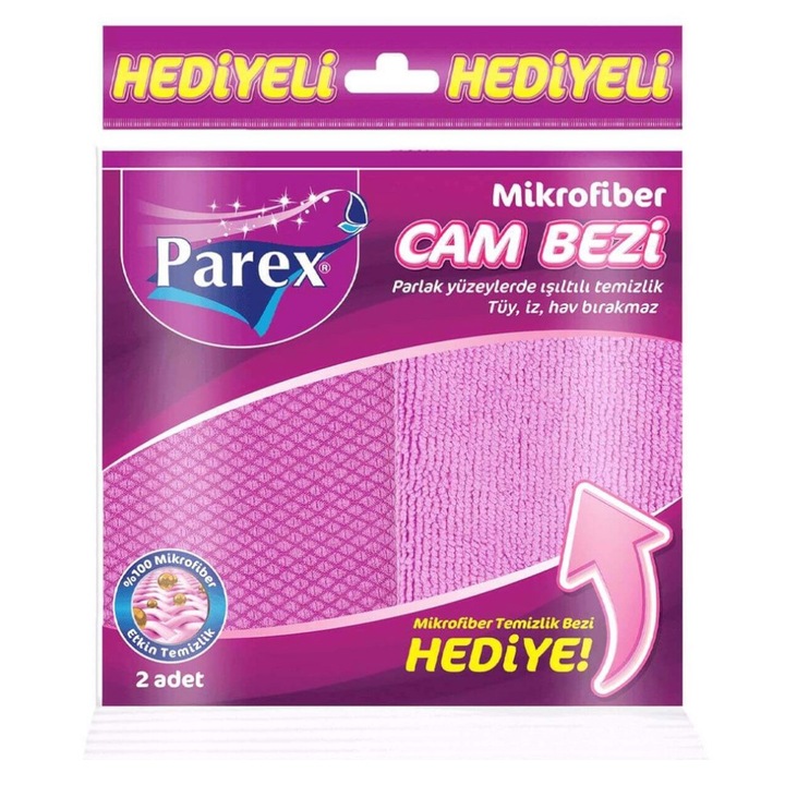 Set 6 x Set Lavete cu Microfibra pentru Geamuri si Oglinzi Parex, 2 Bucati