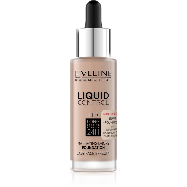 Fond de ten, Eveline Kolorowka, Liquid Control HD, Nr. 035 Natural Beige, 32 ml
