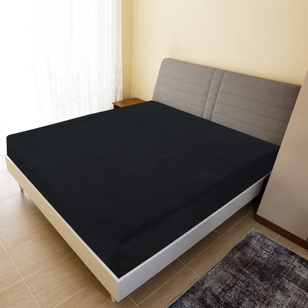 Комплект чаршафи с ластик vidaXL, 2 бр, Черни, 100x200 см, Памук - eMAG.bg