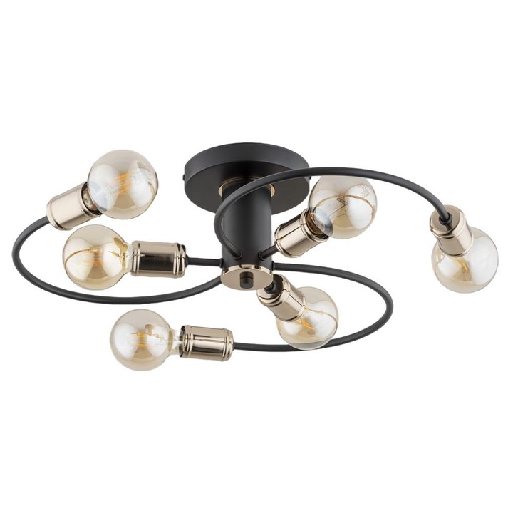 Полилей Samba, Alfa, Метал, Цокъл E27, Черен/Златист