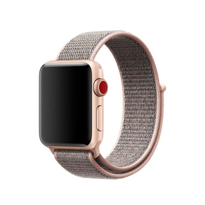 HQwear fonott sportszíj Apple Watch 3/2/1 42 mm-es, homokrózsaszín