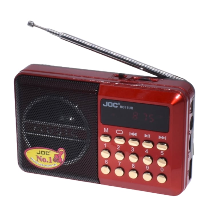 Radio cu Acumulator portabil Joc, Cititor Mp3 TF/USB, Radio FM, Afisaj led, Rosu