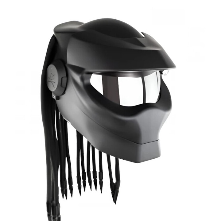 Moto каска Predator, карбонова подложка ABS, със светлини, подвижна и миеща се подплата, против мъгла, Flytec™, размер M
