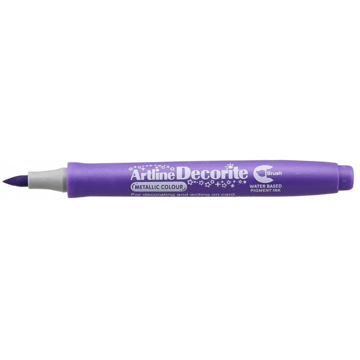 Marker ARTLINE Decorite, varf flexibil (tip pensula) - mov metalizat