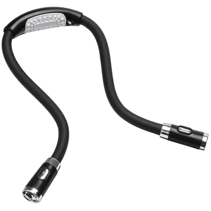 Lampa pentru citit, LED, Pentru gat, Reglabila, Negru