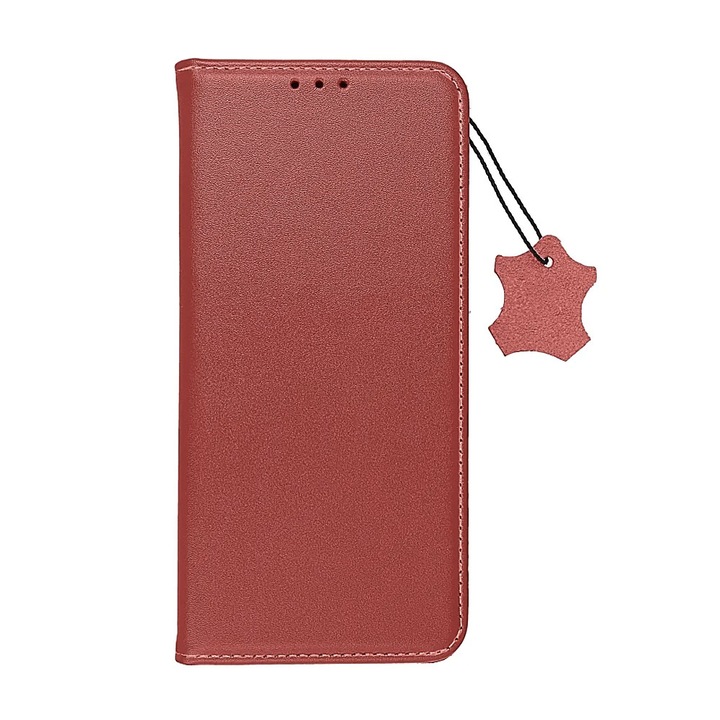 Естествен кожен флип капак, съвместим със Samsung Galaxy S22 Plus, издръжлив, първокласни материали, държач за карти, превъзходно качество, функция стойка, магнитно затваряне, червен