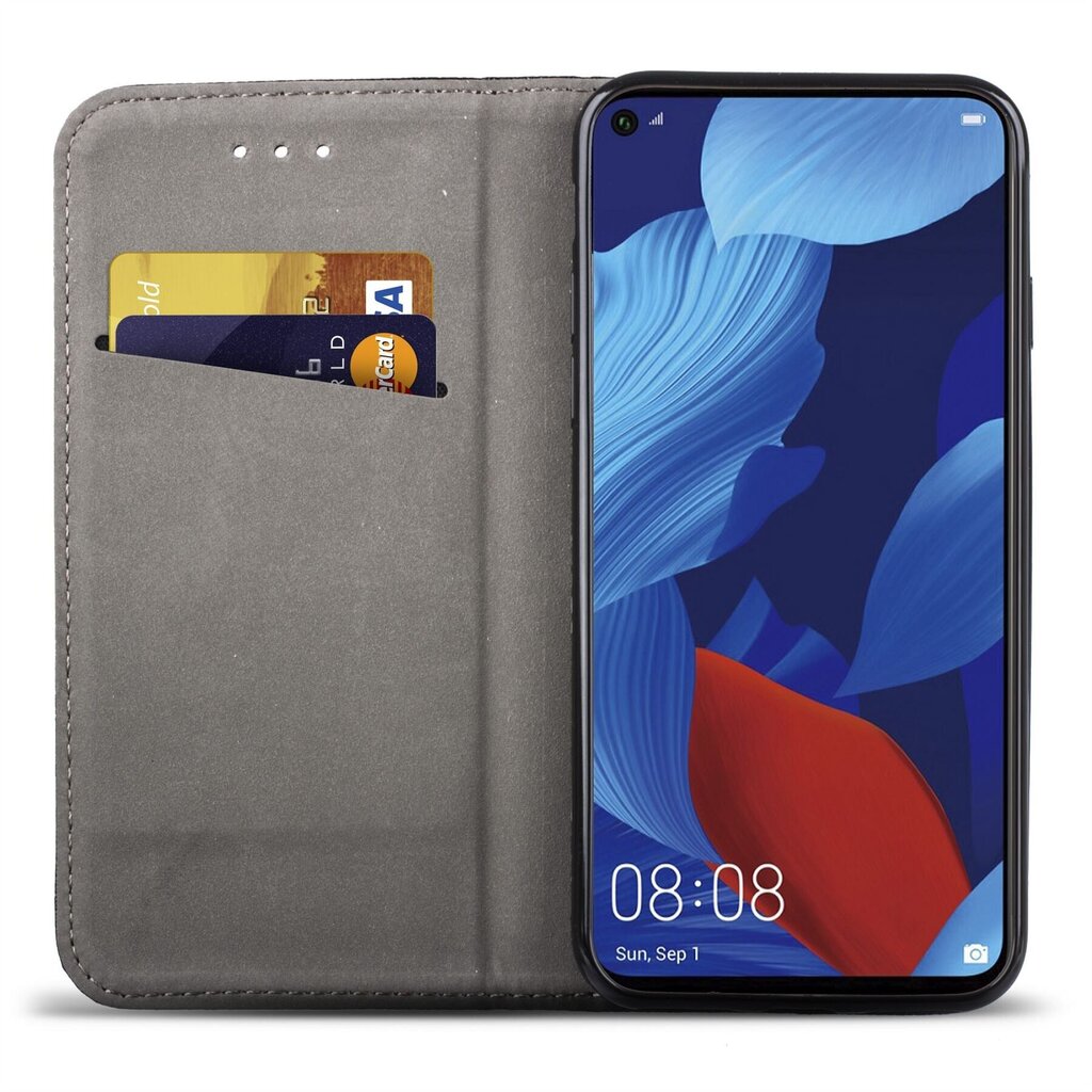 Husa pentru telefon, Moozy, Flip On, pentru Huawei Nova 5T, Negru, Piele ecologica