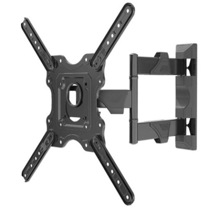 Suport TV de perete, WTO®, reglabil, dimensiunile 32-58 ", greutate max 30 kg, rotatie dreapta/stanga cu 180 de grade, Negru