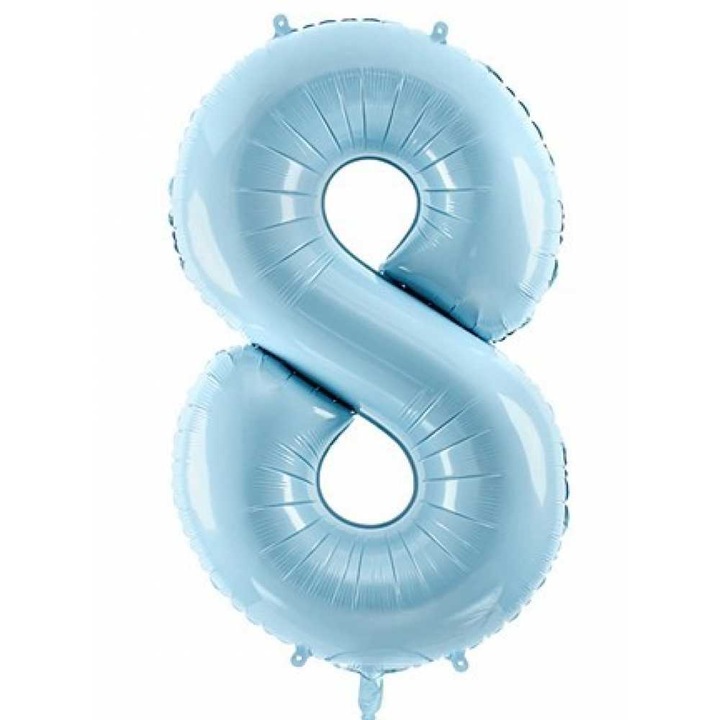 Balon din folie cifra 8, culoare bleu pastel, 81 cm, It's Party Time