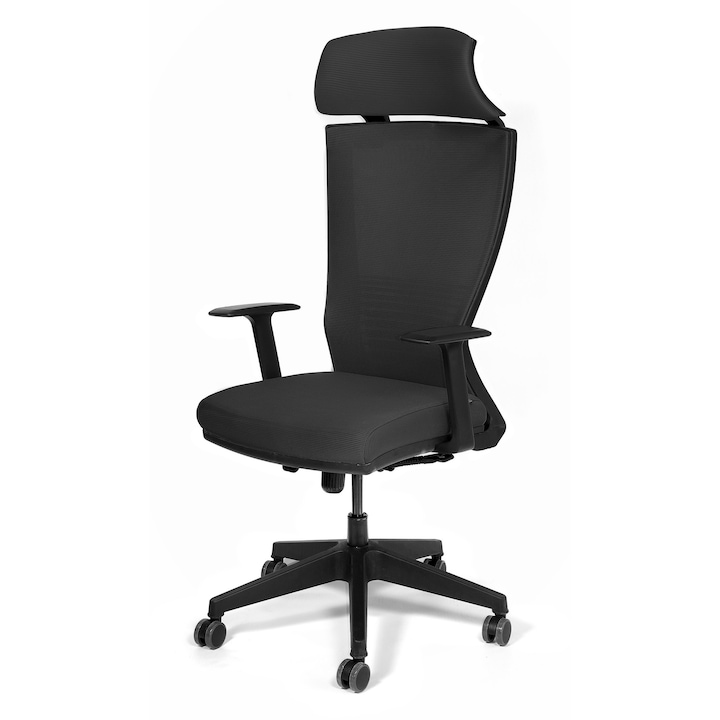Scaun de birou ergonomic KRONSIT UDINE, mesh 3D Air, Syncron cu blocare 4 pozitii, role silicon, 120kg, gri inchis