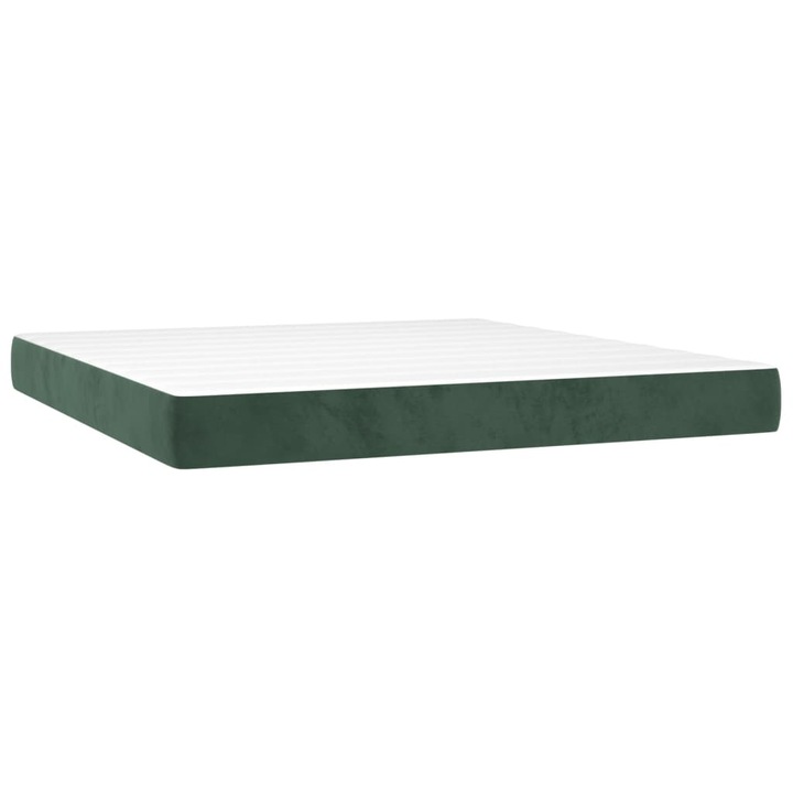 Saltea de pat cu arcuri vidaXL, verde inchis, 160x200x20 cm, fermitate medie, catifea, 25.36 Kg