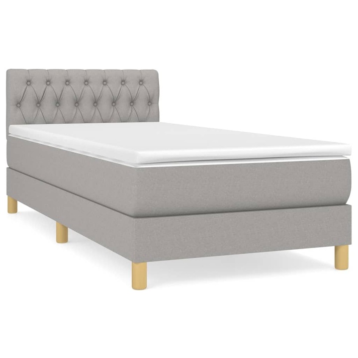 vidaXL világosszürke szövet rugós ágy matraccal 80 x 200 cm 3140809