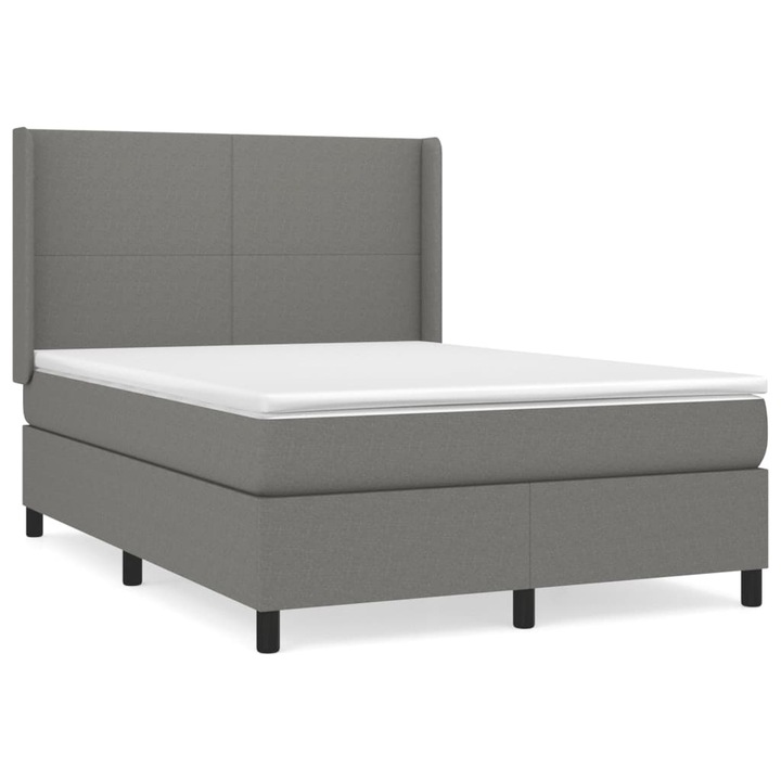 vidaXL sötétszürke szövet rugós ágy matraccal 140 x 190 cm, 57.55 kg