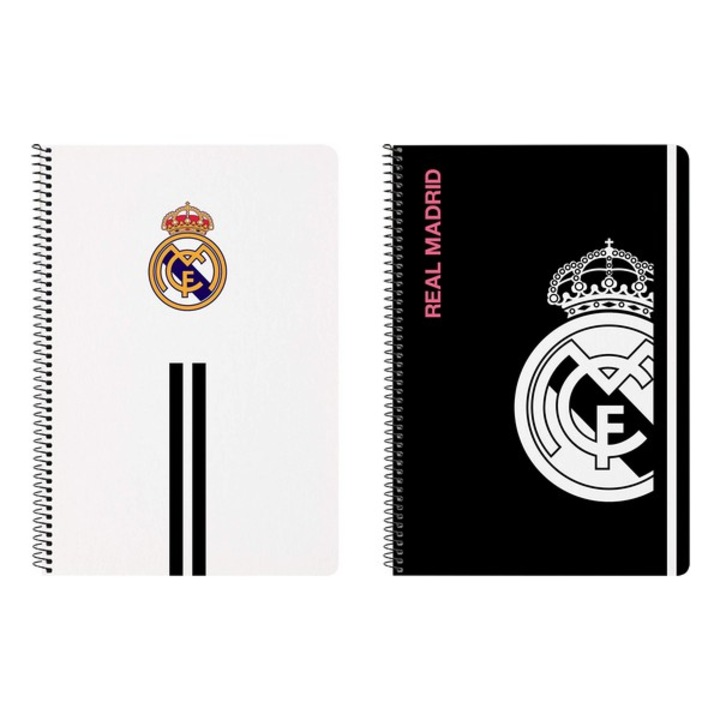 Бележник със Спирала Real Madrid C.F., Бял и Черен, A4