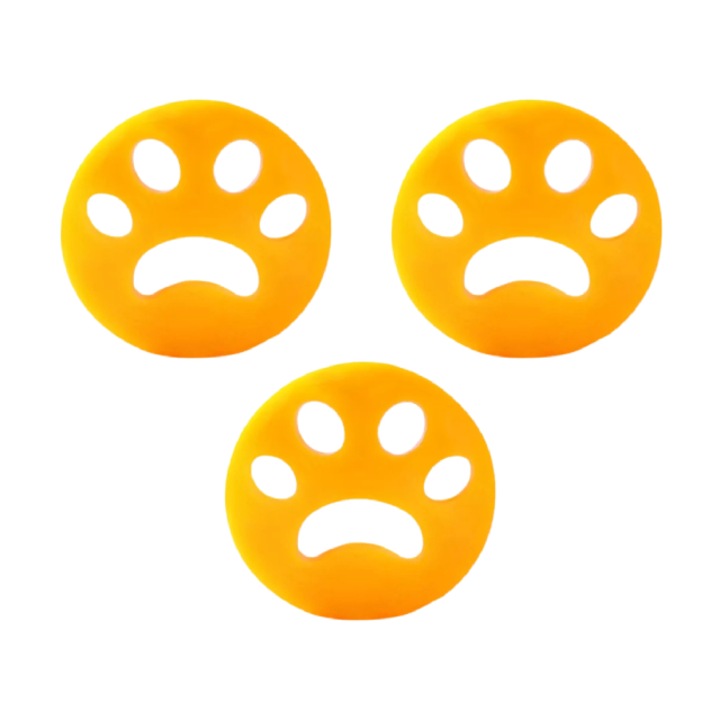 Set 3 captatoare scame si par animale, eSimplu®, reutilizabile, ideale pentru masina de spalat, portocaliu