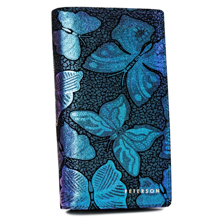 Portofel dama, PETERSON, Piele, 19 x 10 x 2,5cm, Albastru