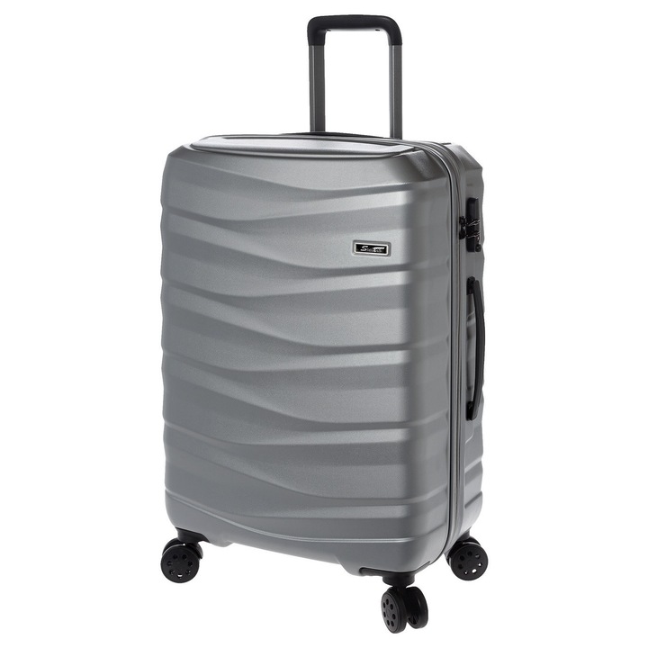 Troler Mediu, Stelxis, ABS, 4 Roti Duble, Cifru TSA, ST 533 - 67 cm, Argintiu