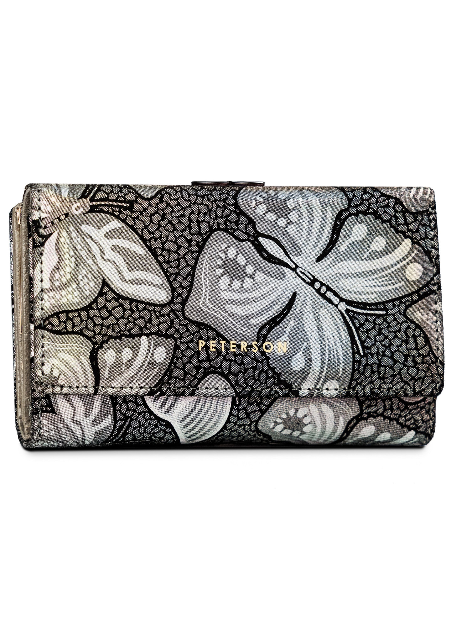 Portofel dama, PETERSON, Piele, 9 x 14 x 3,5cm, Gri