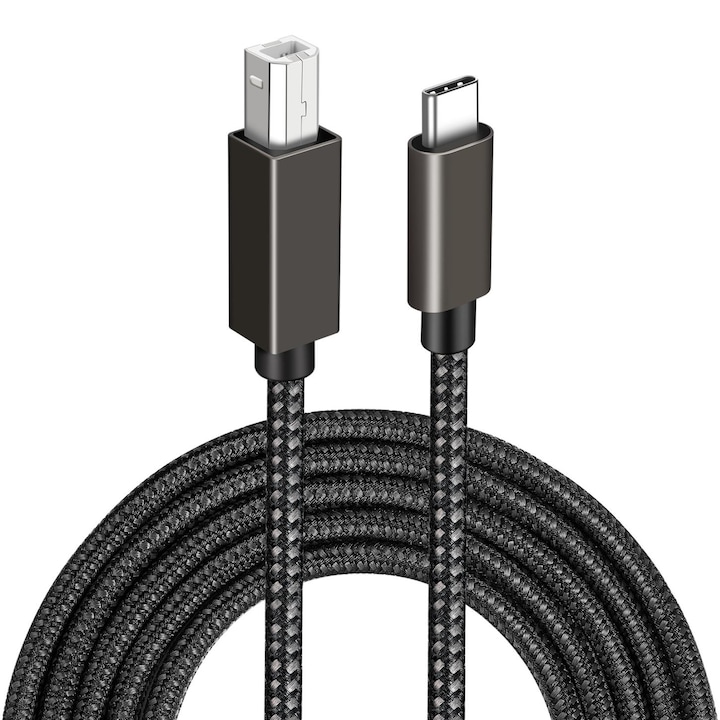 Cablu USB-B USB-C, 1.5m, Pentru HP/Epson/Brother, Negru