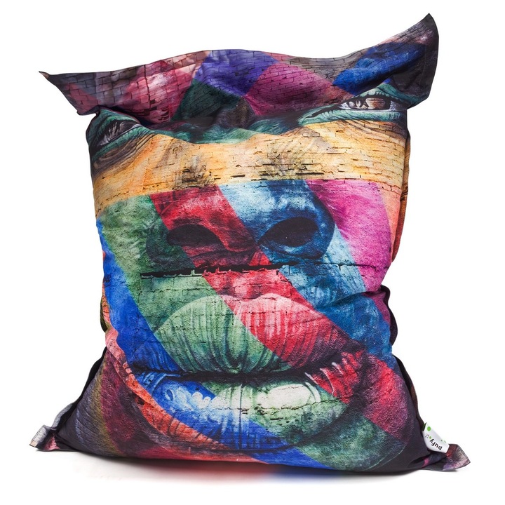 Fotoliu puf Ecopuf, model ergonomic, realizat din poliester de inalta calitate, design multicolor vibrant, ofera confort maxim, ideal pentru relaxare in living, dormitor, birou sau camera copiilor, rezistent si usor de intretinut