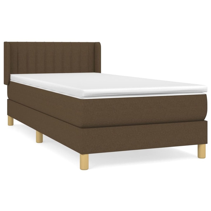 VidaXL sötétbarna szövet rugós ágy matraccal 90 x 190 cm 3130396