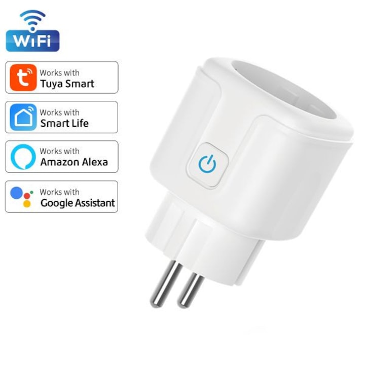 Priza inteligenta OCVITEH® 16 A monitorizare consum energie aplicatie tuya Smart Life control vocal Alexa Google Home