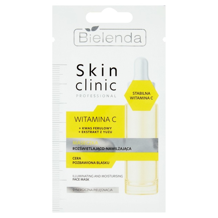 Masca de fata Skin Clinic Professional, Bielenda, Iluminare/Hidratare, Vitamina C, 8 g