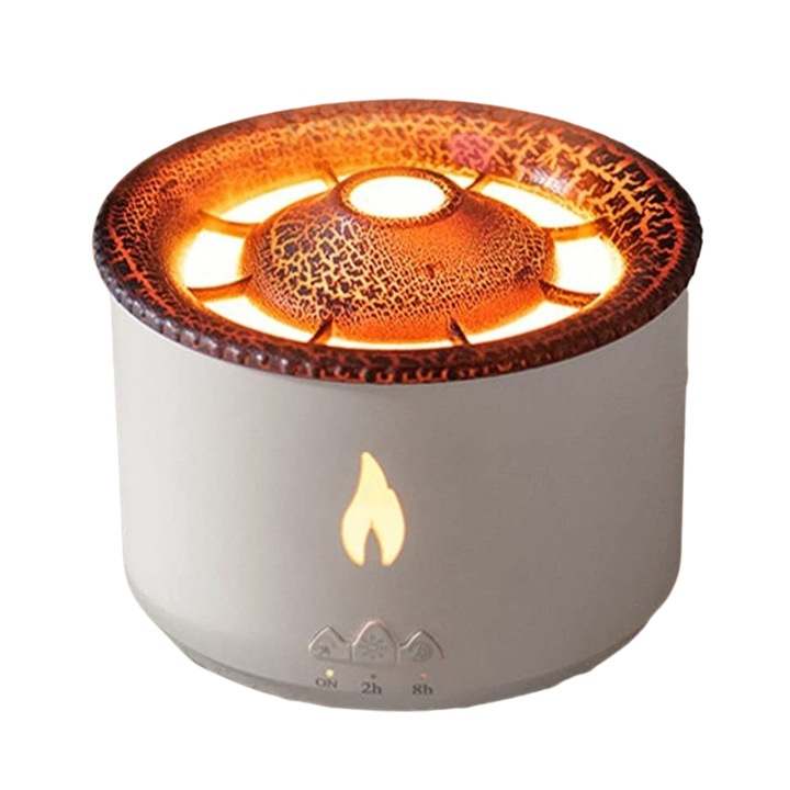 Арома дифузер, За етерични масла, С ултразвук, 360 мл, Ефект на вулкан, Автоматично спиране, Бял