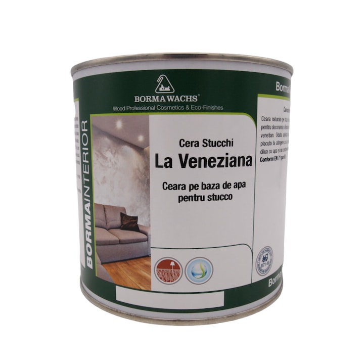 Ceara pe baza de apa pentru stucco, Borma Wachs, La Veneziana, 750 ml, transparenta