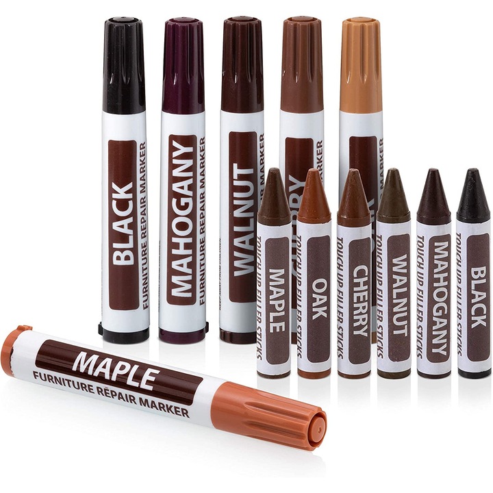 IsoTrade Készlet: 6 db marker és 6 db DIGIMAT viaszceruza, speciálisan fatermékek javításához és retusálásához