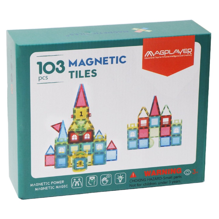 Set de constructie magnetic 3D 103 piese MAGPLAYER