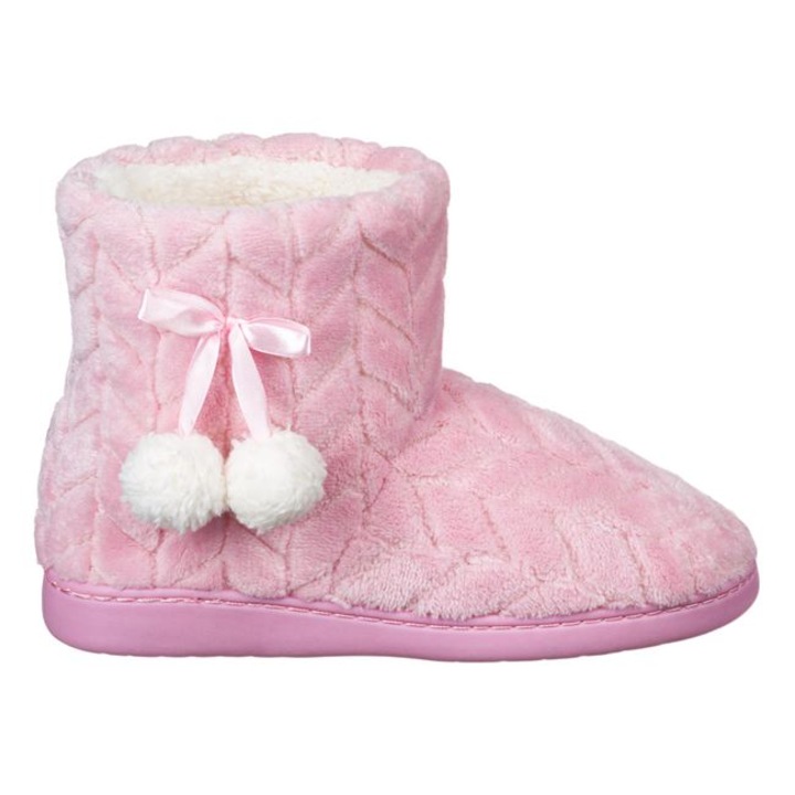 Botosi cu ciucuri pufosi de casa pentru dama, talpa anti-alunecare, poliester, roz, Roz, 38-39