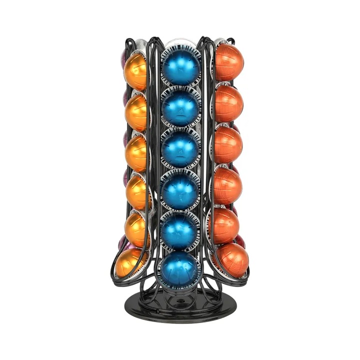 Поставка за капсули 36 Nespresso Vertuo Line, черен, въртящ се, стомана, 33x18см, Callena