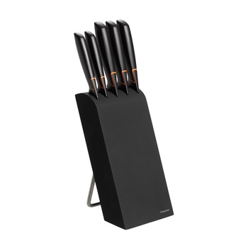 Set 5 cutite + bloc Fiskars Edge, otel inoxidabil Set 5 cutite + bloc Fiskars Edge, otel inoxidabil