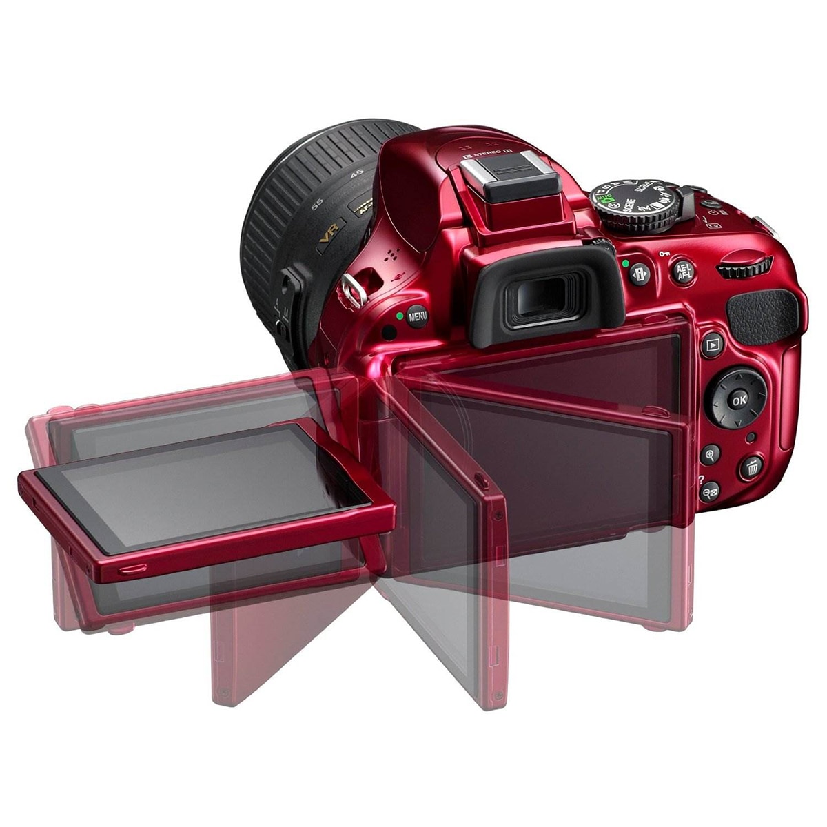 Aparat foto DSLR Nikon D5200, 24.1MP, Red + Obiectiv 18-55mm VR