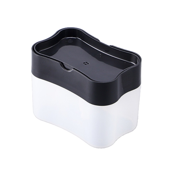 Dozator de sapun cu suport pentru burete, SANSAME, Negru