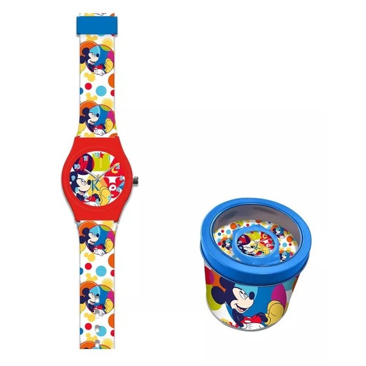 Дигитален детски часовник в метална кутия, многоцветен, Мики Маус, Дисни