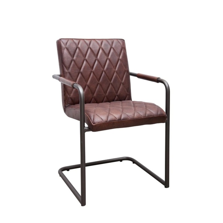 Set 2 Scaune din piele naturala de bivol, SALINO, Maro inchis