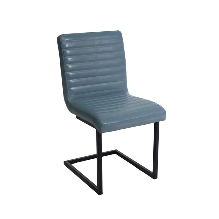 Set 2 Scaune fara cotiere din piele de bivol, INDU WAVE S, Negru