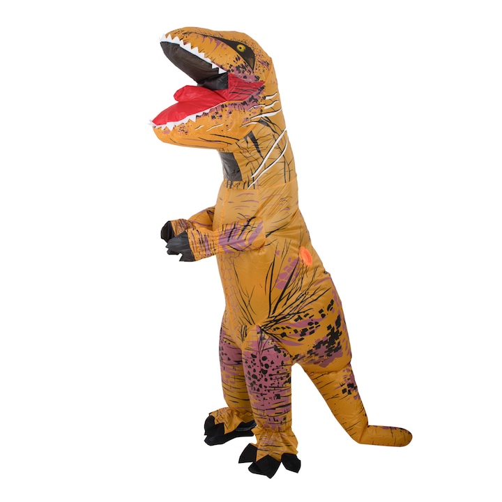 Гигантски надуваем костюм на динозавър T-Rex, Zola, духалка, за възрастни и деца 1,5-1,9 м, кафяв