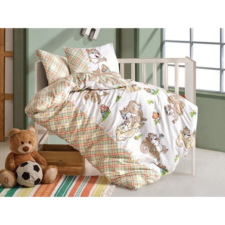 Lenjerie de pat pentru Patut Bebe, Cottonbox, Sincaplar, Bumbac 100%, 4 piese